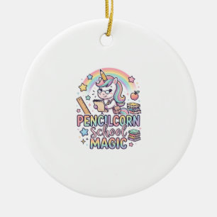 Einhorn Bleistiftstiel Schule Magie Liebenswerter Keramik Ornament