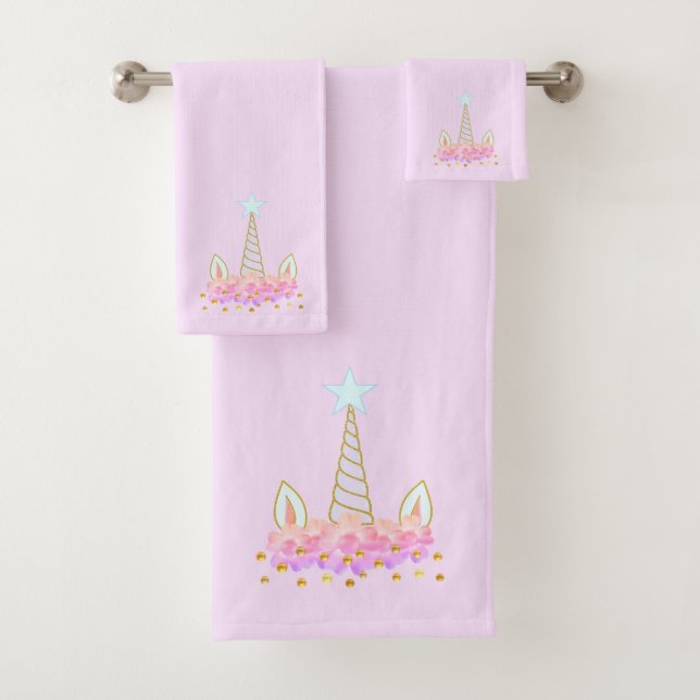 Einhorn, Blume & Goldfetti Badhandtuch Set (Insitu)