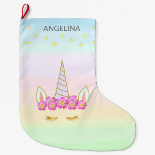 Einhorn Blumen & Sterne Große Weihnachtsstrumpf Großer Weihnachtsstrumpf