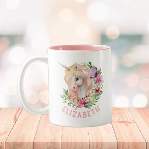 Einhorn Blumenmuster Zweifarbige Tasse
