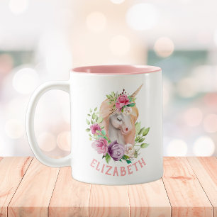 Einhorn Blumenmuster Zweifarbige Tasse