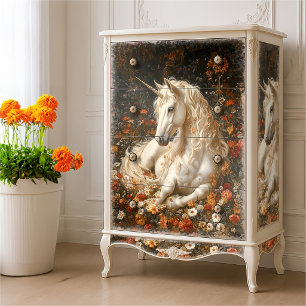 Einhorn Blumenwiese Fantasy Art Upcycling Seidenpapier