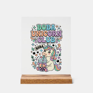 Einhorn Boba Einhorn Club Kawaii Schriftzug Design Acrylschild