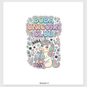 Einhorn Boba Einhorn Club Kawaii Schriftzug Design Aufkleber