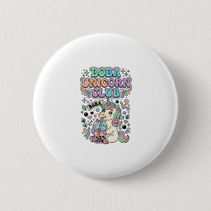 Einhorn Boba Einhorn Club Kawaii Schriftzug Design Button