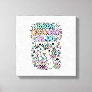 Einhorn Boba Einhorn Club Kawaii Schriftzug Design Leinwanddruck