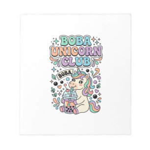 Einhorn Boba Einhorn Club Kawaii Schriftzug Design Notizblock