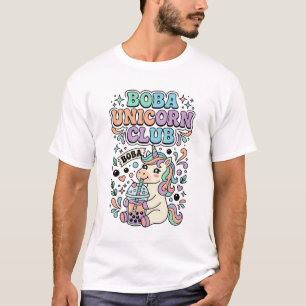 Einhorn Boba Einhorn Club Kawaii Schriftzug Design T-Shirt