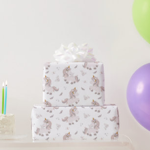 Einhorn Boho Trend Pink Grau Babyparty Geschenkpapier
