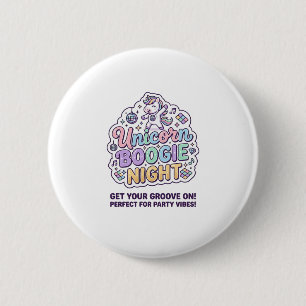 Einhorn Boogie Nacht Fette Typografie Grafik T-Shi Button