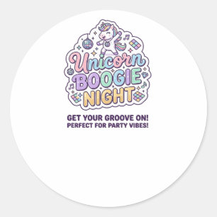 Einhorn Boogie Nacht Fette Typografie Grafik T-Shi Runder Aufkleber