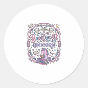 Einhorn Booktrovert Einhorn Spielerei Süßes Gesche Runder Aufkleber