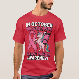 Einhorn Brustkrebsbewusstsein im Oktober tragen wi T-Shirt