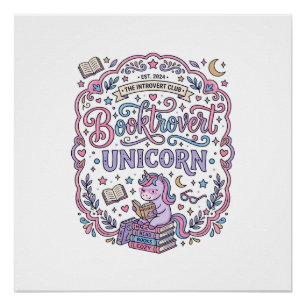 Einhorn Buchliebhaber Einhorn Spielerei Süßes Gesc Poster