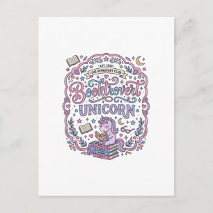 Einhorn Buchliebhaber Einhorn Spielerei Süßes Gesc Postkarte