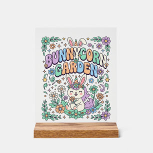 Einhorn Bunnycorn Garten Kawaii Schrift Design_ Acrylschild
