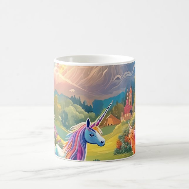 Einhorn-Burg-Landschaft-Tasse | Märchen-Magie Kaffeetasse (Mittel)