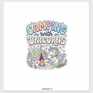 Einhorn Camping mit Einhörnern Kawaii Aufkleber un