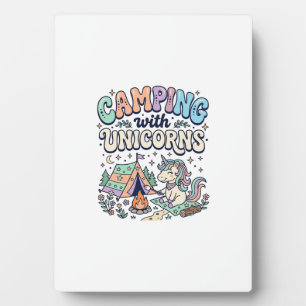 Einhorn Camping mit Einhörnern Kawaii Aufkleber un Fotoplatte