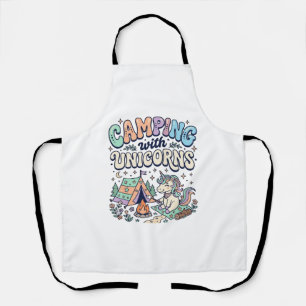 Einhorn Camping mit Einhörnern Kawaii Aufkleber un Schürze
