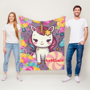 Einhorn Candy Print  Fleecedecke