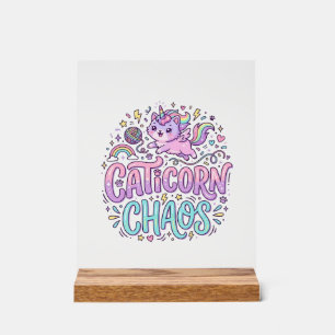 Einhorn Caticorn Chaos Süß Pastell Produkt Grafik Acrylschild