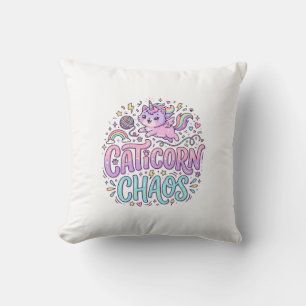 Einhorn Caticorn Chaos Süß Pastell Produkt Grafik Kissen