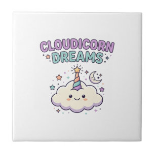 Einhorn Cloudicorn Träume Trendiges Grafik T-Shirt Fliese