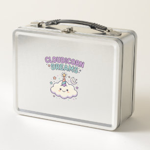 Einhorn Cloudicorn Träume Trendiges Grafik T-Shirt Metall Brotdose