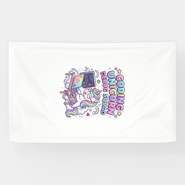 Einhorn Coding Einhorn Debug Squad Charmanter Mark Banner (Horizontal)