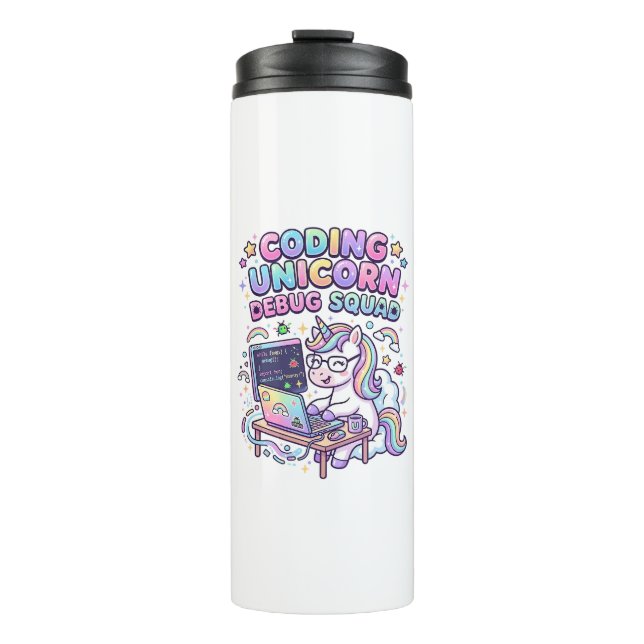 Einhorn Coding Einhorn Debug Squad Charmanter Mark Thermosbecher (Vorderseite)