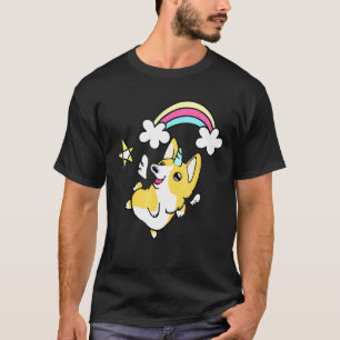 Einhorn Corgi Regenbogen Grafik Doodle T-Shirt
