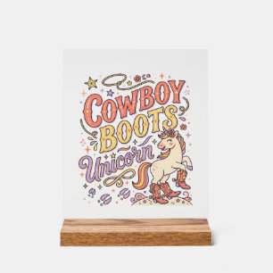 Einhorn Cowboy Stiefel Einhorn Whimsical Zazzle De Acrylschild