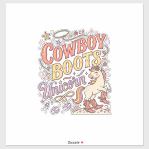 Einhorn Cowboy Stiefel Einhorn Whimsical Zazzle De Aufkleber