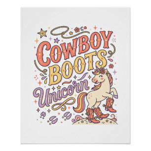 Einhorn Cowboy-Stiefel Einhorn Whimsical Zazzle De Poster
