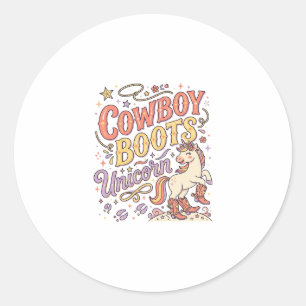 Einhorn-Cowboy-Stiefel Einhorn Whimsical Zazzle De Runder Aufkleber