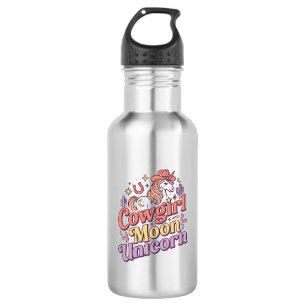 Einhorn-Cowgirl-Mond-Einhorn-Launige-Merch-Design Edelstahlflasche