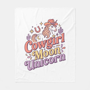 Einhorn-Cowgirl-Mond-Einhorn-Launige-Merch-Design Fleecedecke
