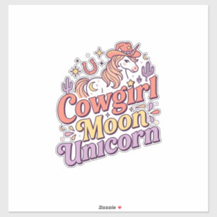 Einhorn Cowgirl Mond Einhorn Whimsical Merch Desig Aufkleber