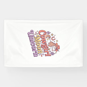 Einhorn Cowgirl Mond Einhorn Whimsical Merch Desig Banner