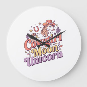 Einhorn Cowgirl Mond Einhorn Whimsical Merch Desig Große Wanduhr