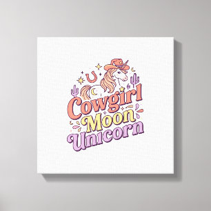 Einhorn Cowgirl Mond Einhorn Whimsical Merch Desig Leinwanddruck