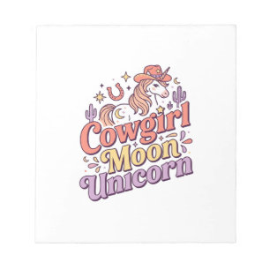 Einhorn Cowgirl Mond Einhorn Whimsical Merch Desig Notizblock