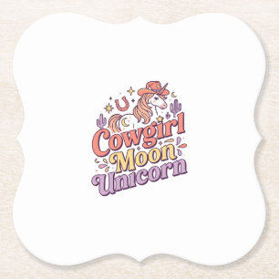 Einhorn Cowgirl Mond Einhorn Whimsical Merch Desig Untersetzer