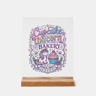 Einhorn Cupcake Einhorn Bäckerei Weißer Hintergrun Acrylschild