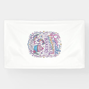 Einhorn Cupcake Einhorn Bäckerei Weißer Hintergrun Banner