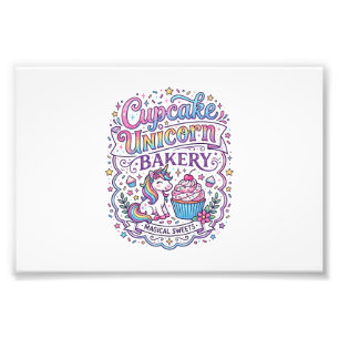 Einhorn Cupcake Einhorn Bäckerei Weißer Hintergrun Fotodruck