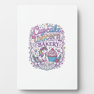 Einhorn Cupcake Einhorn Bäckerei Weißer Hintergrun Fotoplatte