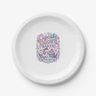 Einhorn Cupcake Einhorn Bäckerei Weißer Hintergrun Pappteller