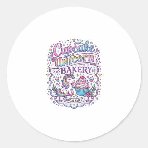 Einhorn Cupcake Einhorn Bäckerei Weißer Hintergrun Runder Aufkleber